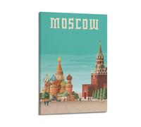 QXYUIN Poster vintage Mosca Russia, punti di riferimento della piazza rossa.jpg, poster artistico da parete su tela estetica decorativa per stanza, 30 x 45 cm, con cornice