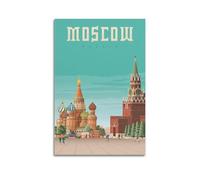 QXYUIN Poster vintage Mosca Russia, punti di riferimento della piazza rossa.jpg, poster artistico da parete su tela estetica decorativa per stanza, 50 x 75 cm, senza cornice