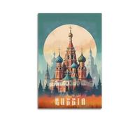QXYUIN Poster vintage Russia, Cattedrale sotto la luna piena.jpg, poster artistico da parete su tela estetica decorativa per stanza, 20 x 30 cm, senza cornice