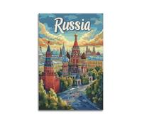 QXYUIN Poster vintage Russia, paesaggio urbano panoramico con architettura storica.jpg, poster artistico da parete su tela per stanza, 50 x 75 cm, senza cornice