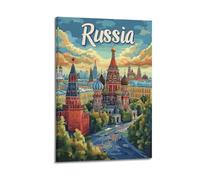 QXYUIN Poster vintage Russia, paesaggio urbano panoramico con architettura storica.jpg, poster artistico da parete su tela per stanza, 30 x 45 cm, con cornice