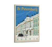 QXYUIN Poster vintage San Pietroburgo Russia, Palazzo d'Inverno con carrozza trainata da cavalli.jpg, poster artistico da parete su tela, decorazione artistica da parete per stanza, 50 x 75 cm, con