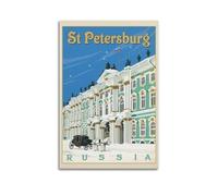 QXYUIN Poster vintage San Pietroburgo Russia, Palazzo d'Inverno con carrozza trainata da cavalli.jpg, poster artistico da parete su tela, decorazione artistica da parete per stanza, 20 x 30 cm, senza
