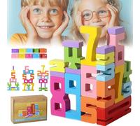 QYDKWK 20 Pezzi Blocchi Numerici in Legno, Giochi Montessori 3 Anni, Giocattoli per l'apprendimento Precoce Gioco di Equilibrio Impilabile Regalo Educativo per Bambini e Bambine