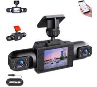 QYDZR Sistema di dash cam for auto con visualizzazione completa, registratore di guida con registrazione panoramica 1080P, dash cam for auto a 360 gradi wireless(3 LENSES)