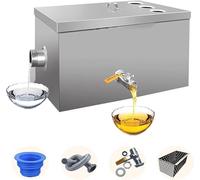 QYDZSHOP Separatore di Grassi in Acciaio Inossidabile, Filtro Separatore di Oli E Acque Reflue sotto Il Lavello, 72 Litri con 3 Ingressi Superiori per Cucine di Ristoranti, 60 X 40 X 30 Cm