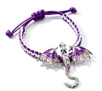 QYEHF Bracciale Drago, Bracciale da uomo con ciondolo Drago con spada (viola),con ali di drago, Ciondolo Per Donne Ragazze Fascino Regalo Bracelet for Men,stile vintage, complean