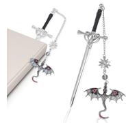 QYEHF Segnalibro Drago, Segnalibro del dragone di spada,Segnalibri Spada di Metallo,Sword Dragon segnalibri regalo di compleanno per fan di lettori pendente regalo di anniversario-14.8CM (grigio)