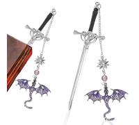 QYEHF Segnalibro Drago, Segnalibro del dragone di spada,Segnalibri Spada di Metallo,Sword Dragon segnalibri regalo di compleanno per fan di lettori pendente regalo di anniversario-14.8CM (viola)