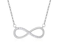 QYEURFOF Collana, Collana Semplice Sterling for Donna S925 Argento Infinito Zircone Delicato Girocollo alla Moda Delicata Catena Regalo Gioielli for Le Sue Ragazze Coppie