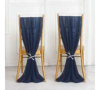 QYEURFOF Fascia per Sedia, 2 Pezzi di Tela for Sedia in Chiffon, Fodera for, Decorazione, Fascia for in Tessuto, for Matrimoni, Feste a casa, Decorazioni for Banchetti dell'hotel(Navy Blue)