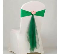 QYEURFOF Fascia per Sedia, Telai for sedie in Organza Fiore Spandex Decorazione for in Matrimonio Festival Coprisedie for Feste e Fiocchi for Natale(Green)