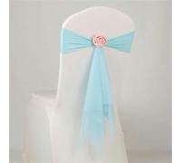 QYEURFOF Fascia per Sedia, Telai for sedie in Organza Fiore Spandex Decorazione for in Matrimonio Festival Coprisedie for Feste e Fiocchi for Natale(Blue Sky)