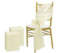 QYEURFOF Fascia per Sedia, Verde Salvia, 24 Pezzi, 17 x 275 cm, fusti for sedie in Raso, Fiocchi, coprisedie, Nastri for Decorazioni for Feste, Banchetti Nuziali, Eventi(Ivory)