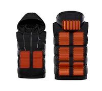 QYEURFOF Gilet riscaldato, Gilet riscaldante Elettrico USB a 9 Zone Pad più Caldo Escursionismo Panno for Esterni da Campeggio riscaldato con Cappuccio Giacca Termica Impermeabile,Blu,L(Black,L)