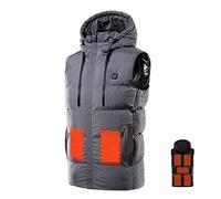 QYEURFOF Gilet riscaldato, Riscaldamento a 7 Zone, Campeggio all'aperto, Escursionismo, Pesca, Abbigliamento Invernale Caldo da Uomo, riscaldatore Elettrico USB, Giacca Termica, Blu, 5XL(Gray,M)