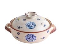 QYEURFOF Pentola di terracotta, Pentola in argilla calda Casseruola in ceramica in terracotta, resistenza alle alte temperature con coperchio Pentole rotonde in(2.5L)