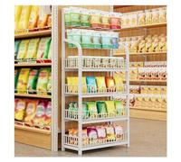 QYEURFOF Scaffale da Cucina, Espositore for Caramelle da supermercato a 4 Ripiani, espositore Commerciale for Sacchetti di Patatine/Bevande/Pane, Stazione Snack Pavimento(White,60x27x146cm)