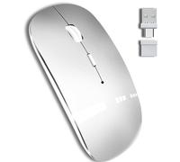 QYFP Mouse wireless Bluetooth per MacBook Air, Mac Pro, computer portatile, iPad, PC, mouse ottico ricaricabile, silenzioso, con interruttore a doppia modalità, Bluetooth 5.2/3.0 e ricevitore USB di