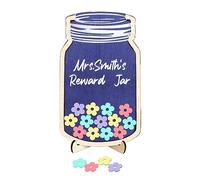 Qygtritvo Barattolo di ricompensa personalizzato con fiori con testo personalizzato per lezioni di classe, barattolo magnetico per ricompensa per insegnanti, regalo per rientro a scuola, buon