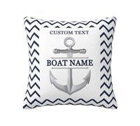 Qygtritvo Federa per cuscino con ancora personalizzata, per divano, camera da letto, con nome del capitano nautico, timone, lombare, decorazione per la casa, casa sul lago, spiaggia, barca, regalo per