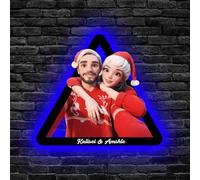 Qygtritvo Foto personalizzata in stile cartone animato foto metallo parete arte luce a led, personaggio personalizzato stile animazione famiglia caricatura foto insegna al neon decorazione per la