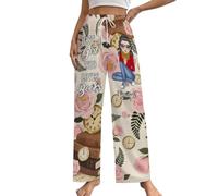 Qygtritvo Pantaloni a tema libro personalizzati Regali per le donne Solo una ragazza che ama i libri Nome personalizzato e immagine dei cartoni animati Pantaloni casual, Stile 5, taglia unica