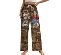 Qygtritvo Pantaloni a tema libro personalizzati Regali per le donne Solo una ragazza che ama i libri Nome personalizzato e immagine dei cartoni animati Pantaloni casual, Stile 7, taglia unica