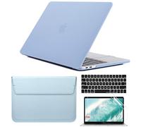 QYiD 4 in 1 Custodia per New MacBook Air 13" 2020 2019 2018 Release A2337 A2179 A1932, Custodia Rigida in Plastica con Sleeve Borsa, Tastiera Cover & Schermo Proteggi per MacBook Air 13" Retina, Blu