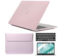 QYiD 4 in 1 Custodia per New MacBook Air 13" 2020 2019 2018 Release A2337 A2179 A1932, Custodia Rigida in Plastica con Sleeve Borsa, Tastiera Cover & Schermo Proteggi per MacBook Air 13" Retina, Rosa