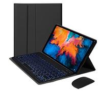 QYiD Cassa della tastiera per Lenovo Tab P11 11 pollice 2020 (Modello: TB-J606F TB-J606X), cassa della tastiera sottile Shell carino chiave rotonda 7 colori retroilluminazione tastiera e mouse per 2020 Lenovo Tab P11 11 pollici, nero