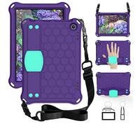 QYiD Custodia Bambini per 2020 all-New Fire HD 8 Plus, Eva Custodia Leggera Protettiva Antiurto per Bambini con Supporto & Tracolla per all-New Fire HD 8 (10th Generation, 2020 Release), Viola/Aqua