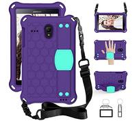 QYiD Custodia Bambini per Galaxy Tab 4 8 Pollici SM-T330/T331/T335/T337, EVA Custodia Leggera Protettiva Antiurto per Bambini con Supporto & Tracolla per Samsung Galaxy Tab 4 8 Pollici, Viola/Aqua