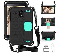 QYiD Custodia Bambini per Galaxy Tab A 8.0 2017 SM-T380/T385, Eva Custodia Leggera Protettiva Antiurto per Bambini con Supporto & Tracolla per 8.0 Pollici Galaxy Tab A 2017 Release, Nero/Aqua
