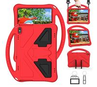 QYiD Custodia Bambini per Huawei MediaPad T5 10 2018, Rigida Custodia Antiurto Leggero Non-Toxic Eva Protettiva con Kicksupporto & Tracolla per Huawei MediaPad T5 10.1 Pollici Tablet, Rosso