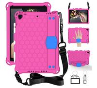 QYiD Custodia Bambini per iPad Air 1, Anti-Fall Bambini Eva Custodia Protettiva Antiurto con Supporto & Portapenna, Tracolla per Apple iPad Air 1 (A1474 / A1475 / A1476), Rose/Blu