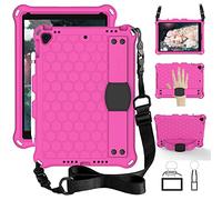 QYiD Custodia Bambini per iPad Air 2, Anti-Fall Bambini Eva Custodia Protettiva Antiurto con Supporto & Portapenna, Tracolla per Apple iPad Air 2 (A1566 A1567), RoseRosso/Nero