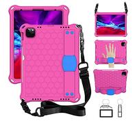 QYiD Custodia Bambini per iPad PRO 11" 2020/2018, Bambini Eva Custodia Protettiva Antiurto con Supporto & Portapenna, Tracolla per Apple New iPad PRO 11 Pollici 2nd/1st, Rose/Blu