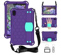 QYiD Custodia Bambini per Mediapad M5 Lite 8 2019, Eva Custodia Leggera Protettiva Antiurto per Bambini con Supporto & Tracolla per Huawei Mediapad M5 Lite 8.0 Pollici 2019, Viola/Aqua