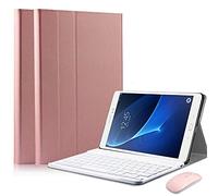 QYiD Custodia con Tastiera e Mouse per Galaxy Tab S3 9.7 SM-T820 / T825, Slim PU Case [QWERTY English] Rimovibile Wireless Bluetooth Tastiera per for Galaxy Tab S3 Tablet (9.7 Pollici), Oro Rosa