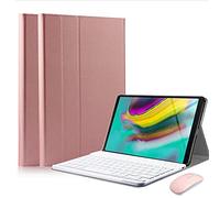 QYiD Custodia con Tastiera e Mouse per Galaxy Tab S6 10.5" 2019, Slim PU Case [QWERTY English] Rimovibile Wireless Bluetooth Keyboard Tastiera per Galaxy Tab S6 10.5 2019 SM-T860/T865/T867, Oro rosa