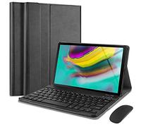 QYiD Custodia con Tastiera e Mouse per Galaxy Tab S6 10.5" 2019, Slim PU Case [QWERTY English] Rimovibile Wireless Bluetooth Tastiera per Samsung Galaxy Tab S6 10.5 2019 SM-T860/T865/T867, Nero