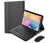 QYiD Custodia con Tastiera e Mouse per Galaxy Tab S6 Lite 10.4" SM-P610 / P615, Slim PU Case [QWERTY English] Rimovibile Wireless Bluetooth Tastiera per Samsung Tab S6 Lite 10.4 Pollici 2020, Nero