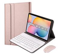QYiD Custodia con Tastiera e Mouse per Galaxy Tab S6 Lite 10.4" SM-P610 / P615, Slim PU Case [QWERTY English] Rimovibile Wireless Bluetooth Tastiera per Tab S6 Lite 10.4 Pollici 2020, Oro Rosa