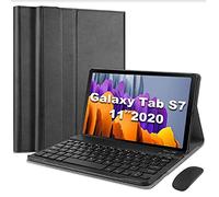 QYiD Custodia con Tastiera e Mouse per Galaxy Tab S7 11 Pollici 2020 (SM-T870 / SM-T875), Slim PU Case [QWERTY English] Rimovibile Wireless Bluetooth Keyboard Tastiera per Galaxy Tab S7 11" 2020, Nero