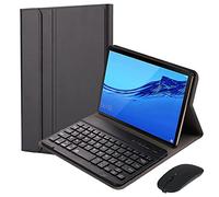 QYiD Custodia con Tastiera e Mouse per Huawei MatePad PRO 10.8 2020/MatePad PRO 10.8 2019, Slim PU Case [QWERTY English] Rimovibile Wireless Bluetooth Tastiera per Huawei MatePad PRO 10.8", Nero