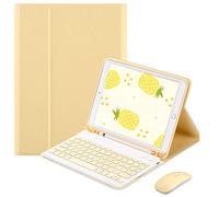 QYiD Custodia con Tastiera e Mouse per iPad Mini 5 / Mini 4, Ultrathin Custodia con Supporto e Tastiera Bluetooth staccabile per 7.9" iPad Mini 5a 2019/iPad Mini 4a 2015, Giallo