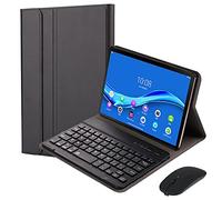 QYiD Custodia con Tastiera e Mouse per Lenovo Tab M10 HD (2nd Gen) Tablet TB-X306 2020 10.1", Slim PU Case [QWERTY English] Rimovibile Wireless Tastiera per 10.1" Lenovo Tab M10 HD (2nd Gen), Nero