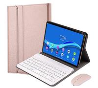 QYiD Custodia con Tastiera e Mouse per Lenovo Tab M10 HD (2nd Gen) TB-X306 2020 10.1", Slim PU Case [QWERTY English] Rimovibile Wireless Tastiera per 10.1" Lenovo Tab M10 HD (2nd Gen), Oro Rosa