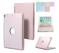 QYiD Custodia con Tastiera per 10.2" 7a Gen/ 8a Gen, Air 3, PRO 10.5, Wireless Custodia Tastiera con 7 Colori Retroilluminati, Rotazione a 180 Gradi per iPad 10.2/10.5 Pollice, Rosegold